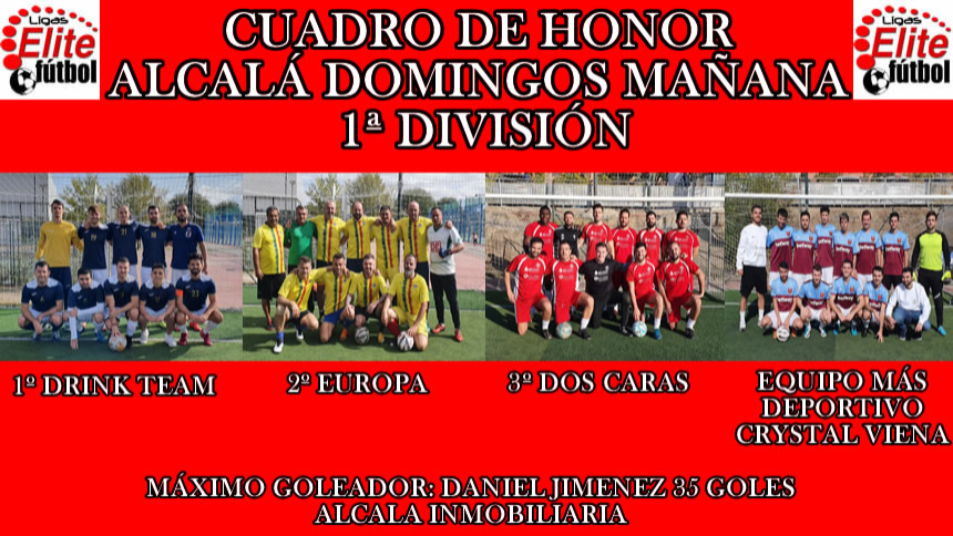 CUADRO DE HONOR. ALCALÁ DOMINGOS MAÑANA 1ª DIVISION